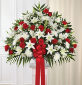 Heartfelt Sympathies Standing Basket- Red & White