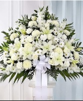 Heartfelt Sympathies White Funeral Standing Basket 