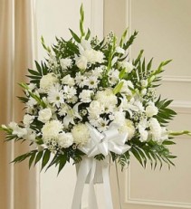 Heartfelt Sympathies White Standing Basket 
