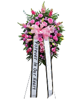 Heartfelt sympathy Standing Spray with Ribbon