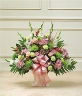 Heartfelt Tribute Floor Basket Arrangement- Pastel Funeral - Sympathy