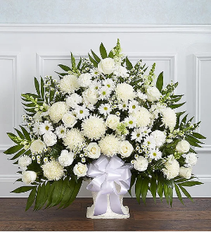 Heartfelt Tribute White Floor Basket 