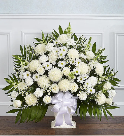 Heartfelt Tribute White Floor Basket 