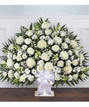 Heartfelt Tribute™ White Floor Basket Arrangement 