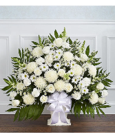 Heartfelt Tribute™ White Floor Basket Arrangement 