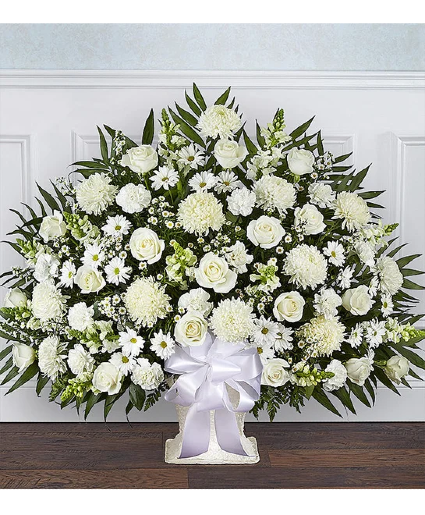 Heartfelt Tribute White  Funeral Floor Basket