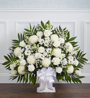 Heartfelt Tribute™ White Flower Arrangement ALL WHITE FLOWERS IN WHITE CONTAINER