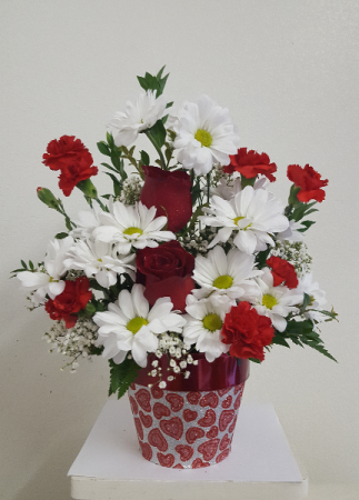 Hearts and Flowers Flower Arrangement