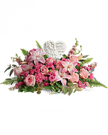 HEARTS HEARTFELT FAREWELL BOUQUET BECAUSE SOMEONE WE LOVE IS IN HEAVEN THERE IS A LITTLE BIT OF HEAVEN IN OUR HEARTS