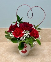 Hearts Mug Valentine's Arrangement