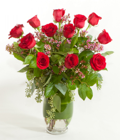 Hearts On Fire Dozen Roses Arrangement
