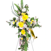 Heartwarming Harmony YELLOW Standing Funeral Spray
