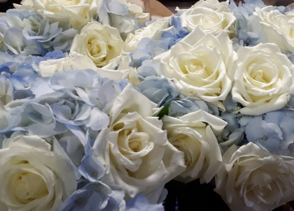 Blue Hydrangea And White Rose Bridal Bouquet Wedding  Bouquet