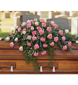 Heavenly Pink Casket Cover   Roses and Carnations