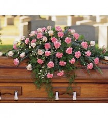 Heavenly Pink Casket Spray Funeral Arrangement 