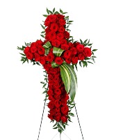 Heavenly Rose Cross Sympathy Arrangement