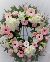 Elegant Pink Garden Wreath Sympathy Wreath