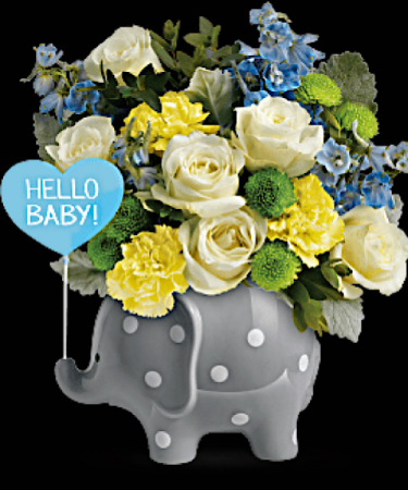 Hello Baby Boy Elephant keepsake Container 