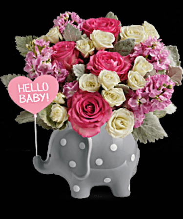 Hello Baby Girl  Elephant keepsake container 