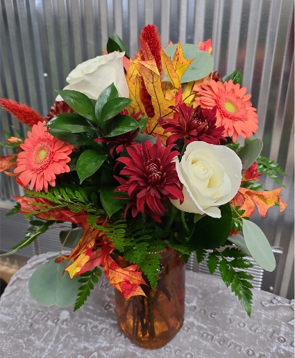 Hello Fall Bouquet Mason Jar Vase