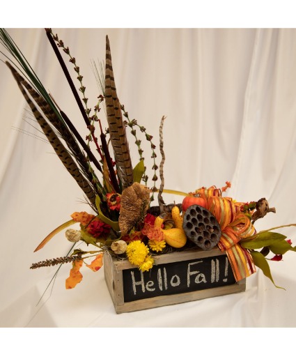 Hello fall chalkboard box