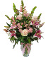 Gracious Love Pink roses, lily's, alstroemeria and snapdragons
