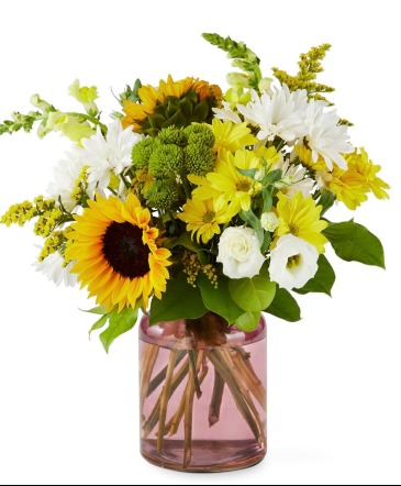 Hello Sunshine Bouquet Blush Vase Collection in Arlington, TX | Wilsons In Bloom Florist