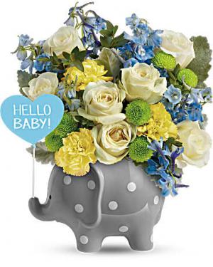 Hello Sweet Baby - Blue assorted flowers