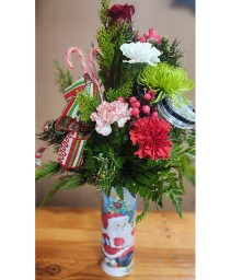 Here Comes Santa  Flowers and Thermal Cup
