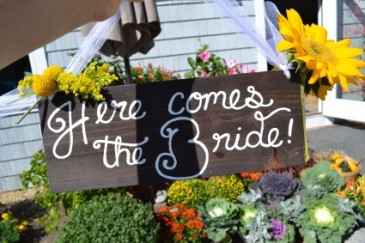 here comes the Bride wedding in Byfield, MA | Anastasia's Flowers on Main