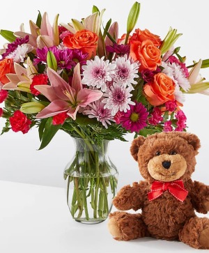 Here's Looking at You Bouquet & Bear Set cheerful 