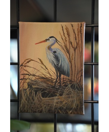 Heron  Acrylic on Canvas  in South Milwaukee, WI | PARKWAY FLORAL INC.