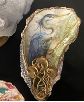 Heron today, Gone tomorrow’s  Decoupage Seashell