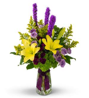 high above vase arrangement