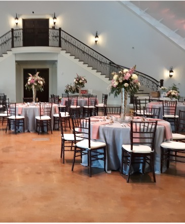 High and low reception arrangements wedding reception in Cleveland, GA | Artistic Florist