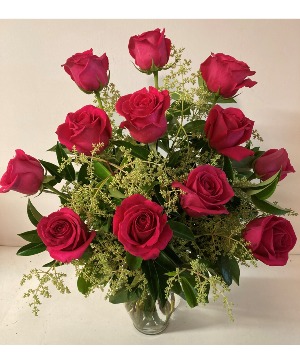 Hot Pink Roses vase