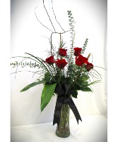HIGH RISE RED ROSES VASED - LIMITED QTYS HALF DOZEN RED ROSES