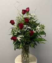 High style red roses w bb 