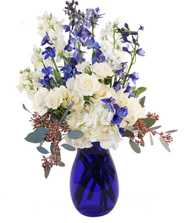 Hints of Sapphire Flower Arrangement in Ozone Park, NY | Heavenly Florist