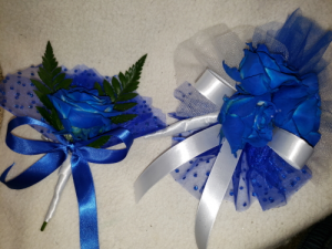 His n Hers Hand corsage and boutonniere