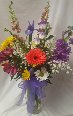 SUMMER GARDEN BOUQUET....seasonal flowers Arranged in vase!