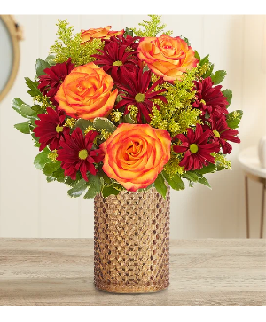 Hobnail Fall Fresh arrangement in keepsake container