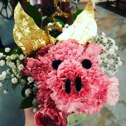 Hogs and Kisses Carnations and Mixed Floral
