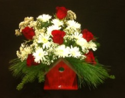 Holiday Bird House Arrangement