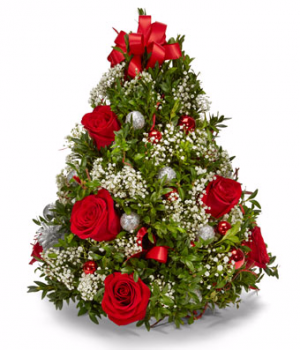 Holiday Boxwood Tree Centerpiece