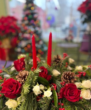 Holiday centerpiece Floral arrangement 