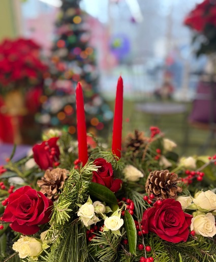 Holiday centerpiece Floral arrangement 