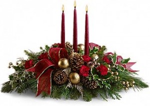 Holiday Centerpiece with Tapers in Wickliffe, OH | WICKLIFFE FLOWER BARN Holiday Centerpiece with Tapers in Wickliffe, OH | WICKLIFFE FLOWER BARN
