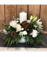 Holiday centrepiece with a candle 