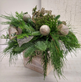 Holiday Cheer Evergreens in Wooden Box 